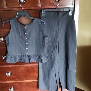 Black Sleeveless Top and Pants Set